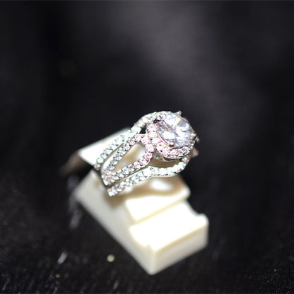 925 Sterling Silver Turkish Cubic Zirconia Halo Split Shank Ring