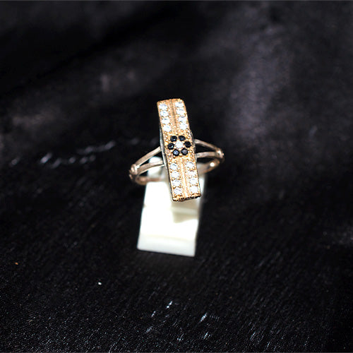 6 Carat Gold Plated Turkish Cubic Zirconia Bar Ring