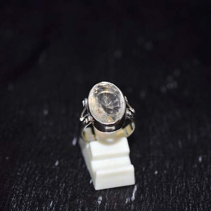 925 Sterling Silver Clear Quartz Oval Ring