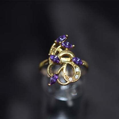6 Carat Gold Plated Purple Marquise Swirl Ring