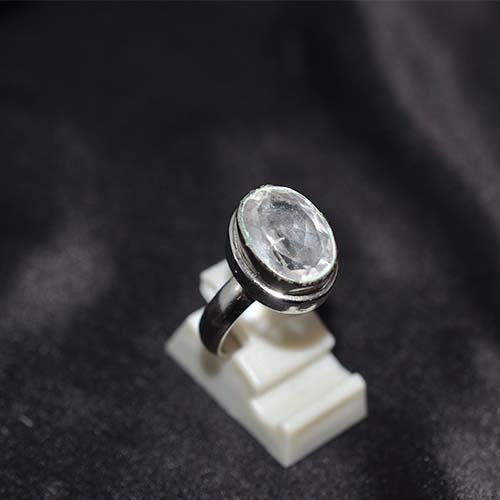 925 Sterling Silver White Topaz Classic Oval Ring