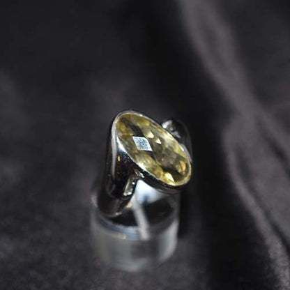 925 Sterling Silver Lemon Quartz Marquise Solitaire Ring