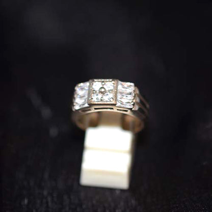 925 Sterling Silver Baguette and Round Cubic Zirconia Band Ring