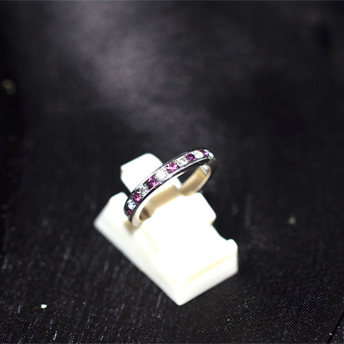 925 Sterling Silver Purple Cubic Zirconia Eternity Band Ring