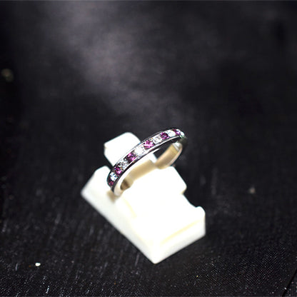925 Sterling Silver Purple Cubic Zirconia Eternity Band Ring