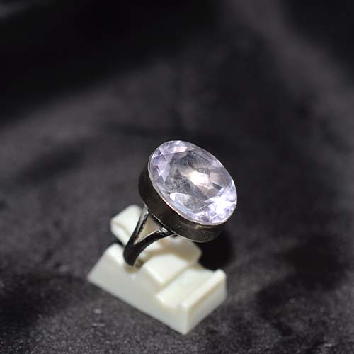 925 Sterling Silver White Topaz Oval Bezel Ring