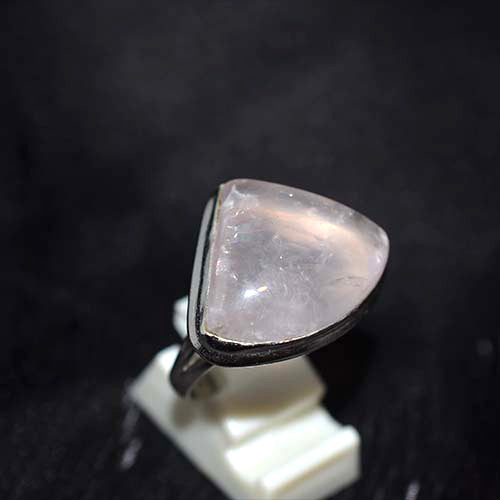 925 Sterling Silver Rose Quartz Shield Shape Ring