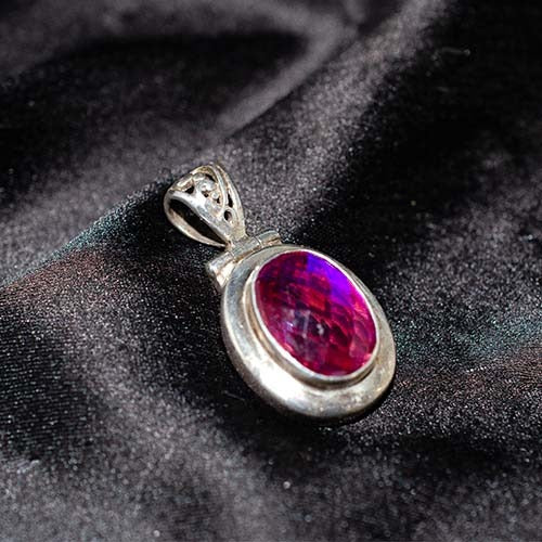 925 Sterling Silver Mystic Topaz Oval Pendant