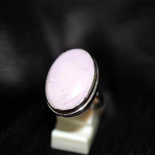 925 Sterling Silver Phosphosiderite Simple Oval Double Bezel Ring