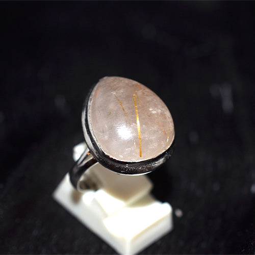 925 Sterling Silver Oval Rutilated Quartz Ring
