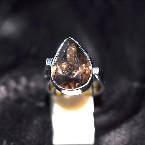 925 Sterling Silver Pear Smoky Quartz Ring