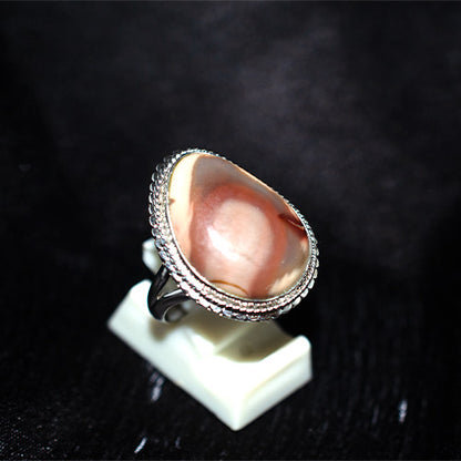 925 Sterling Silver Freeform Mookaite Jasper Ring with Rope Detail