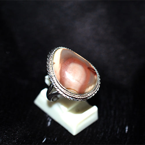 925 Sterling Silver Freeform Mookaite Jasper Ring with Rope Detail