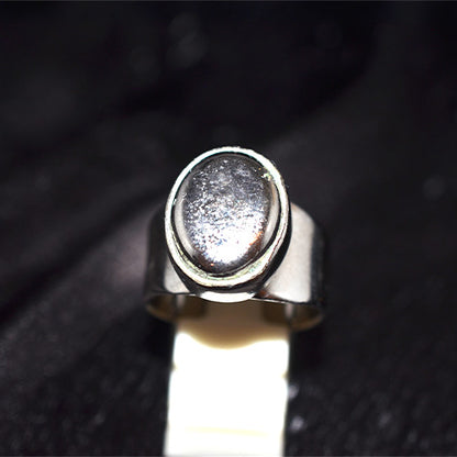 925 Sterling Silver Oval Hematite Cabochon Ring