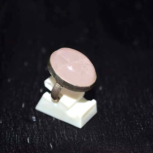 925 Sterling Silver Oval Rose Quartz Ring