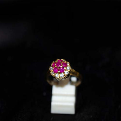 6 Carat Gold Plated Pink Floral Motif Ring