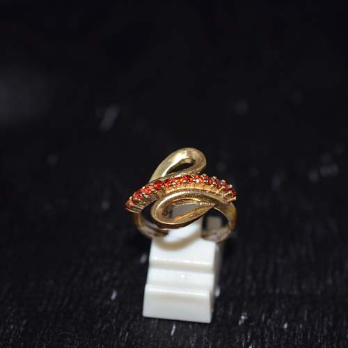 6 Carat Gold Plated Orange Stone Loop Motif Ring