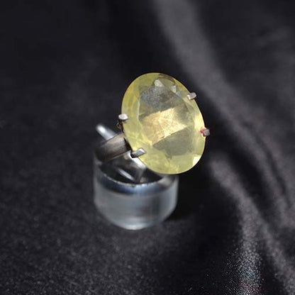 925 Sterling Silver Lemon Quartz Prong Set Statement Ring