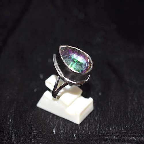 925 Sterling Silver Teardrop Mystic Quartz Ring