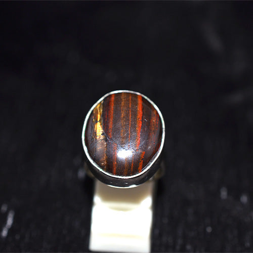 925 Sterling Silver Classic Tiger Iron Oval Ring
