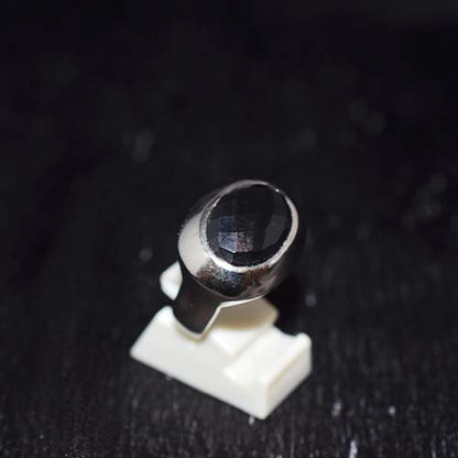 925 Sterling Silver Black Onyx Oval Signet Style Ring
