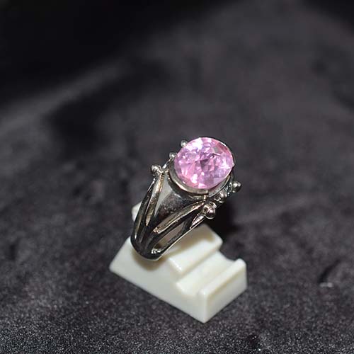 925 Sterling Silver Pink Topaz Regal Crown Ring
