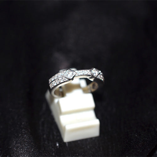 925 Sterling Silver Geometric Cubic Zirconia Open Band Ring