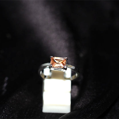 925 Sterling Silver Champagne Cubic Zirconia Princess Ring