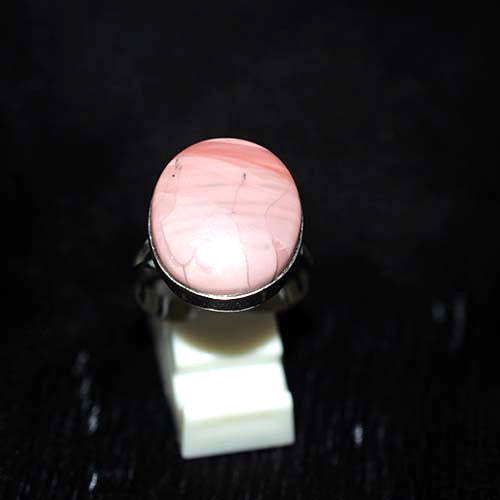 925 Sterling Silver Pink Jasper Oval Ring