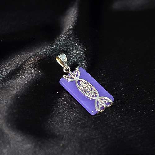 925 Sterling Silver Purple Stone Rectangle Filigree Pendant