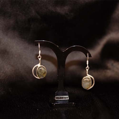 925 Sterling Silver Oval Labradorite Drop Earrings