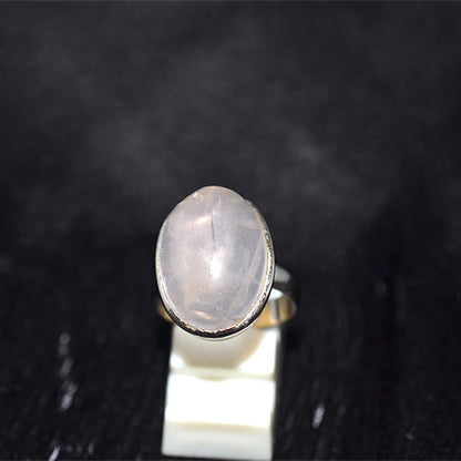 925 Sterling Silver Oval Rose Quartz Ring