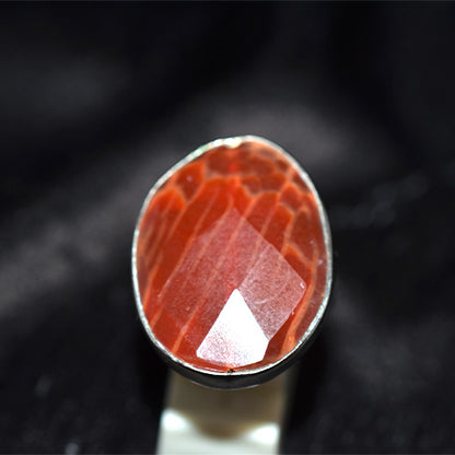 925 Sterling Silver Oval Banded Carnelian Ring