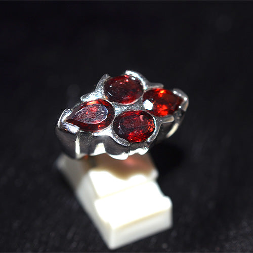 925 Sterling Silver Garnet Multi-Shape Cluster Ring