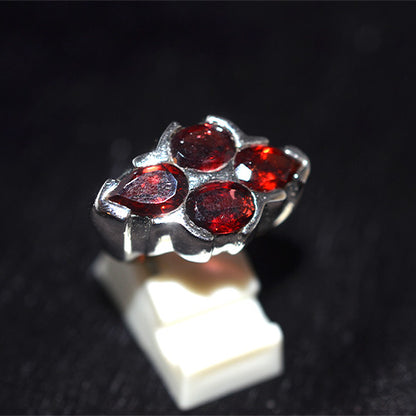 925 Sterling Silver Garnet Multi-Shape Cluster Ring