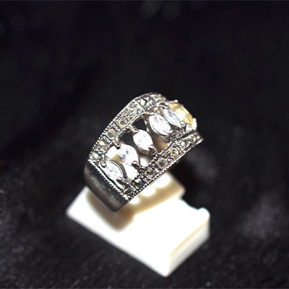 925 Sterling Silver Turkish White CZ Openwork Band Ring