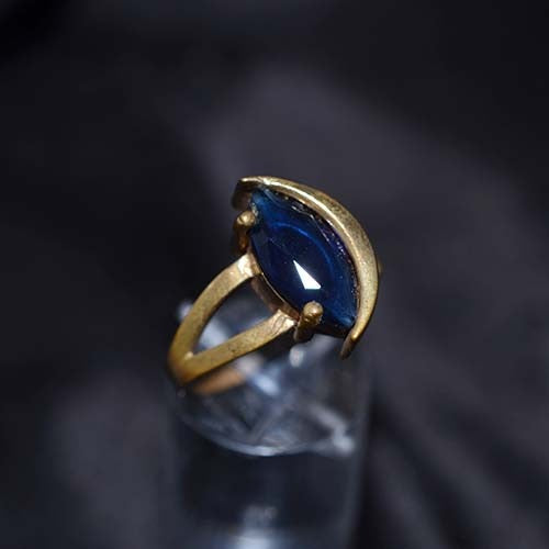 6 Carat Gold Plated Blue Marquise Modern Ring