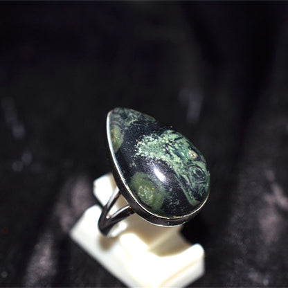 925 Sterling Silver Kambaba Jasper Teardrop Ring