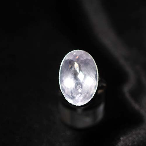 925 Sterling Silver Rose Quartz Large Oval Ring