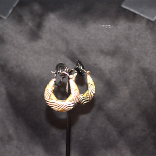 6 Carat Gold Plated Textured Hoop Earrings