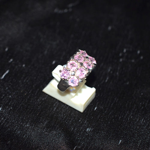 925 Sterling Silver Pink Stone Cluster Ring