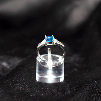 925 Sterling Silver Princess Cut Blue Sapphire Ring