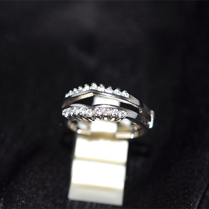 925 Sterling Silver Cubic Zirconia Twisted Open Band Ring