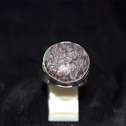 925 Sterling Silver Brecciated Jasper Round Ring