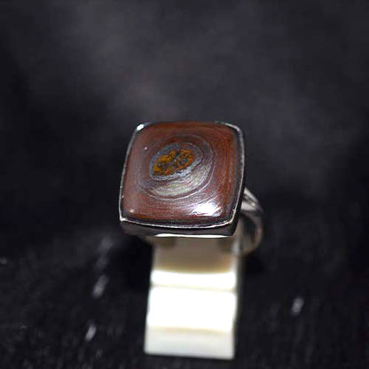 925 Sterling Silver Banded Jasper Circular Ring