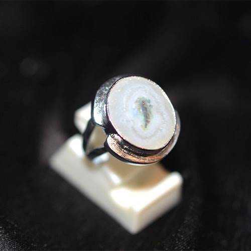 925 Sterling Silver Oval Solar Quartz Turkish Ring