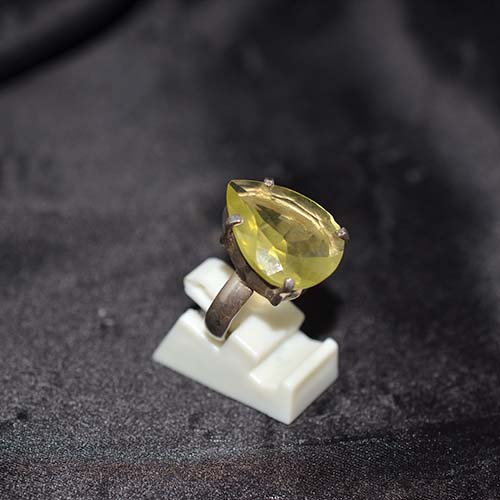 925 Sterling Silver Citrine Pear Shaped Solitaire Ring