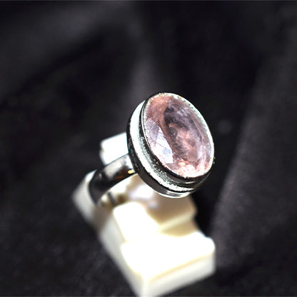 925 Sterling Silver Oval Rose Quartz Ring