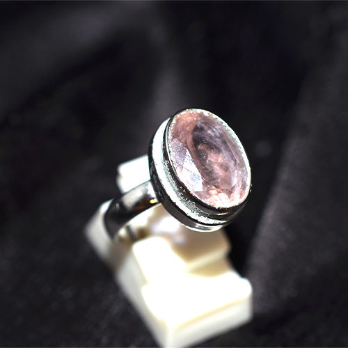 925 Sterling Silver Oval Rose Quartz Ring