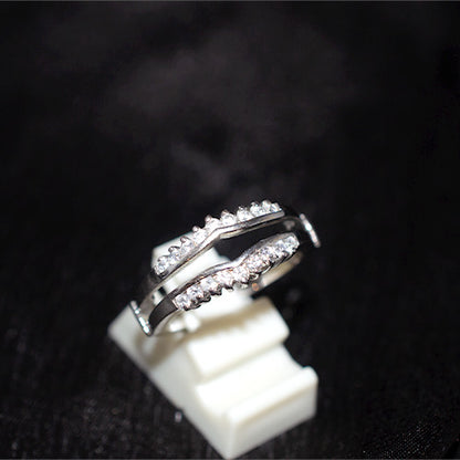 925 Sterling Silver Cubic Zirconia Twisted Open Band Ring